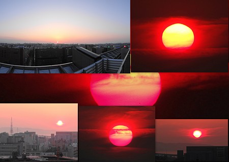 JR博多駅からの夕陽コラージュ