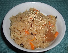 煮汁で炊き込み