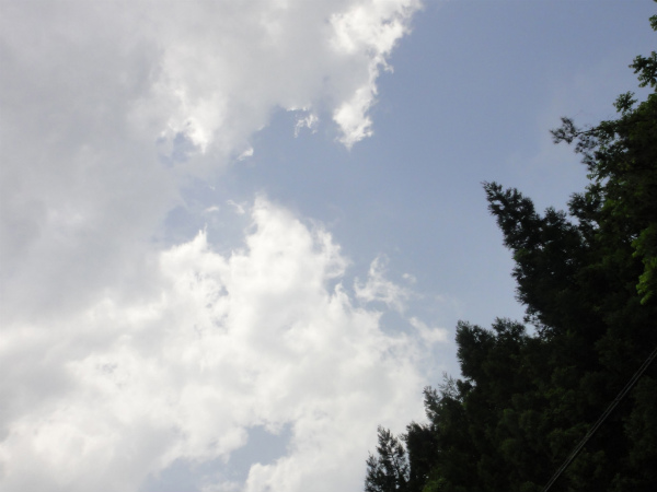 青空が見える中での通り雨